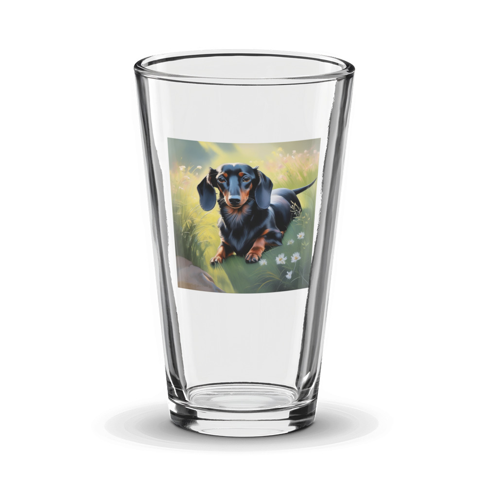 PugMug Custom Black Dachshund Glass Tumbler