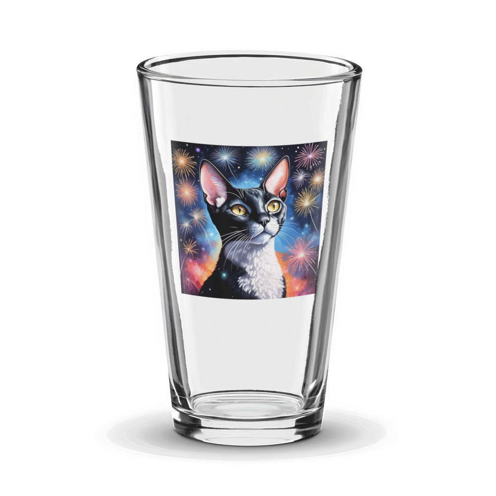 PugMug Custom Black Devon Rex Cat Glass Tumbler