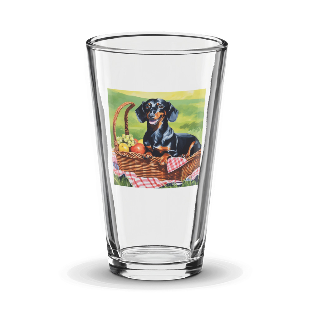 PugMug Custom Black Dachshund Glass Tumbler