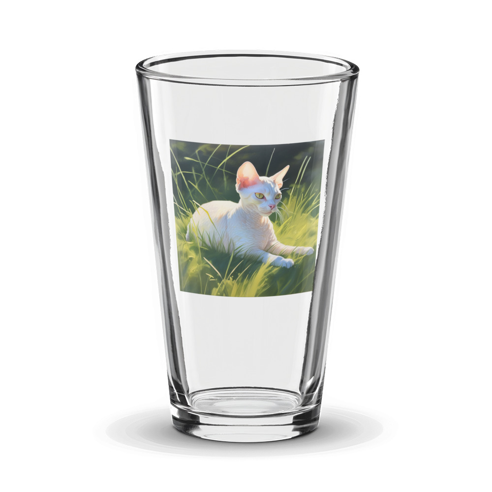 PugMug Custom White Devon Rex Cat Glass Tumbler