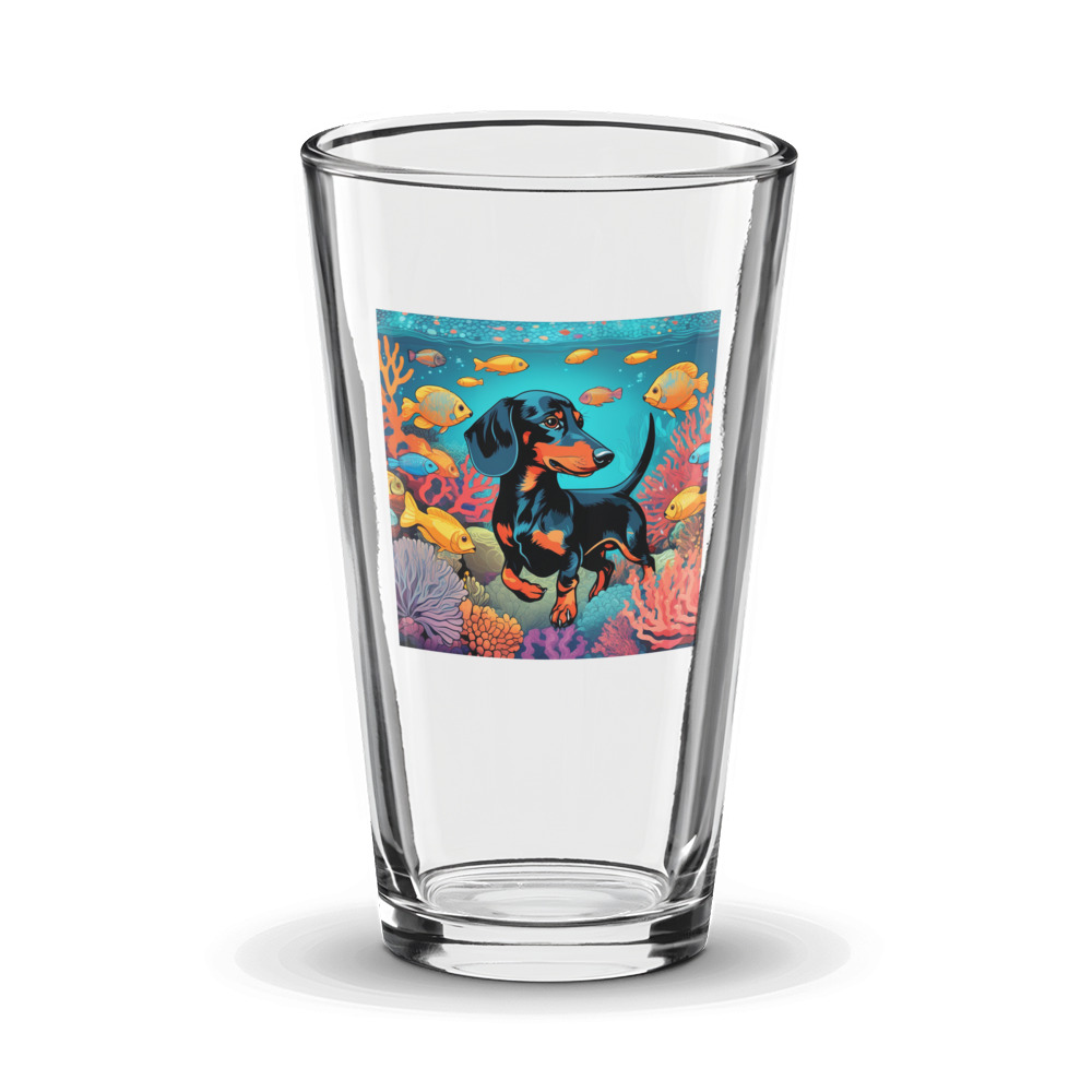 PugMug Custom Black Dachshund Glass Tumbler