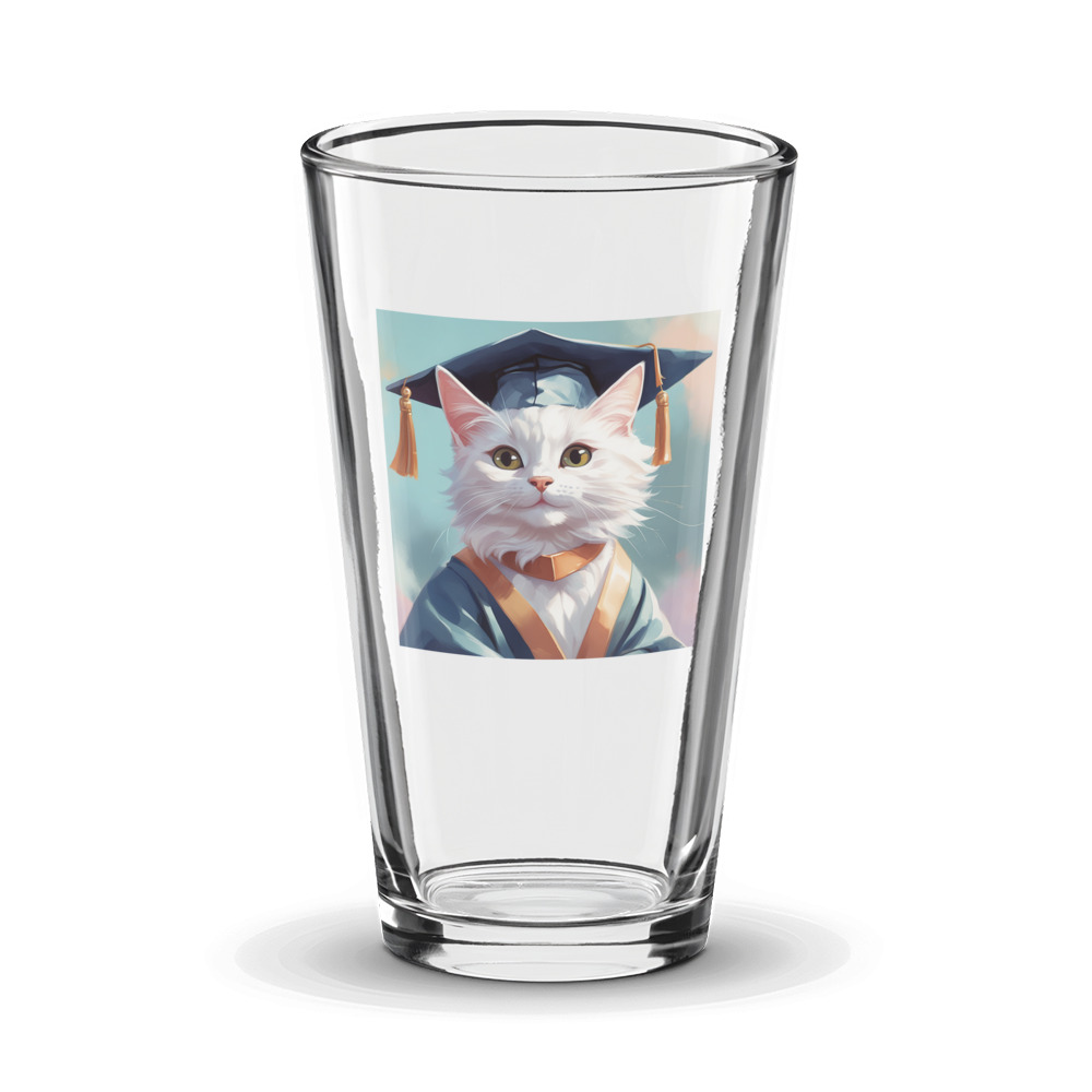 PugMug Custom White Companion Cat Glass Tumbler