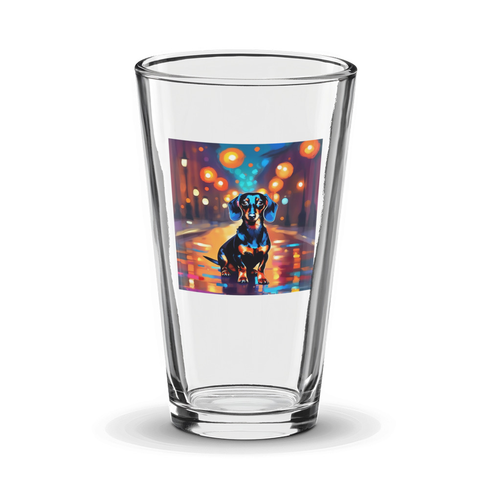 PugMug Custom Black Dachshund Glass Tumbler