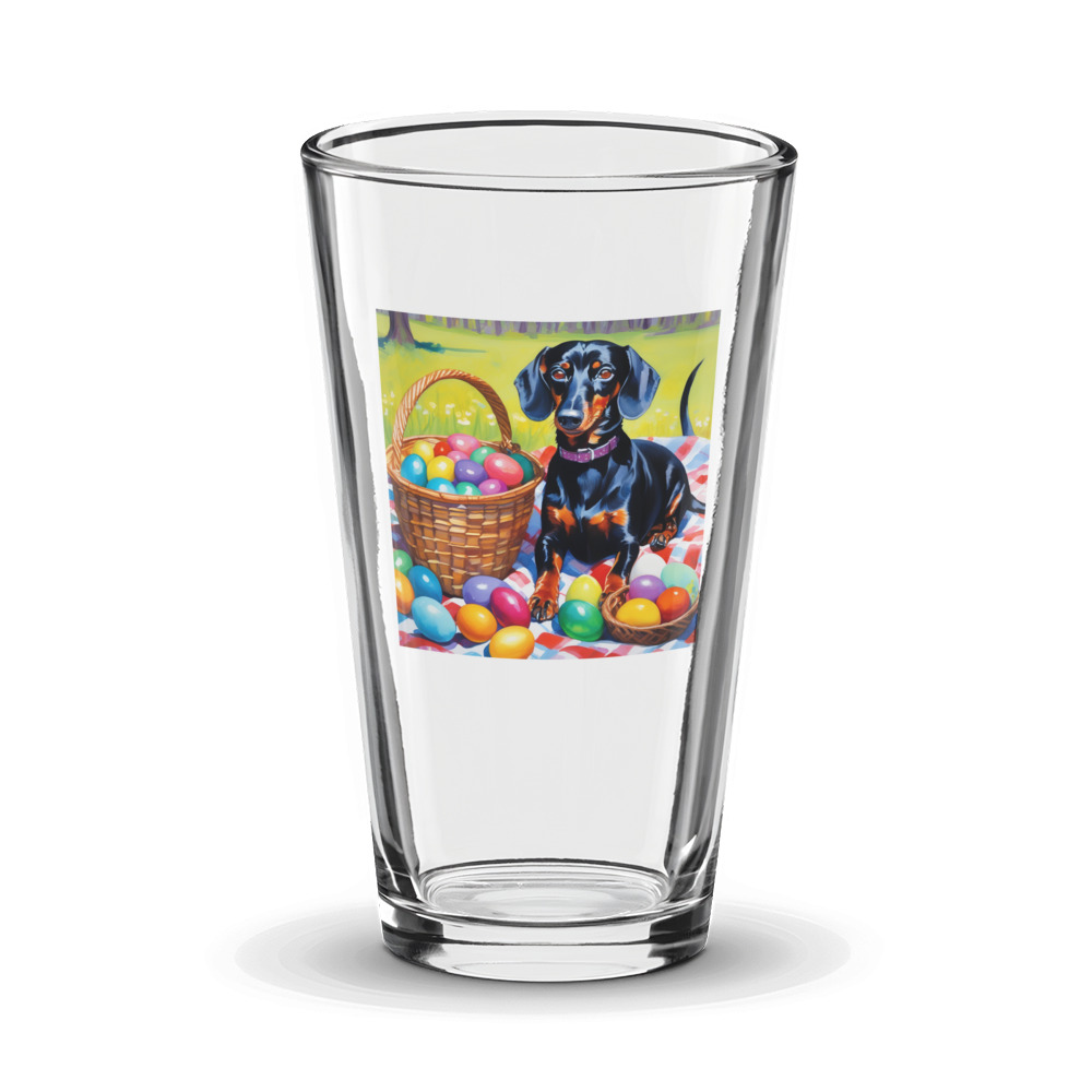 PugMug Custom Black Dachshund Glass Tumbler