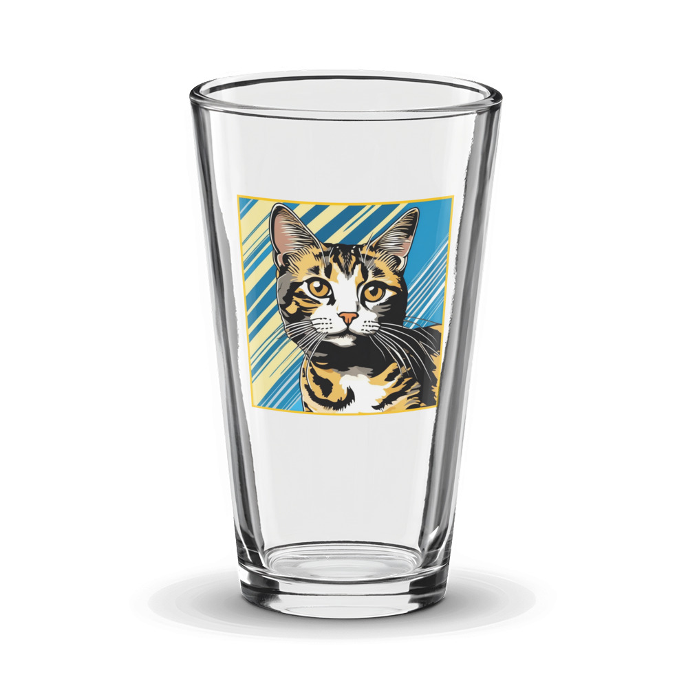 PugMug Custom Tabby American Shorthair Cat Glass Tumbler