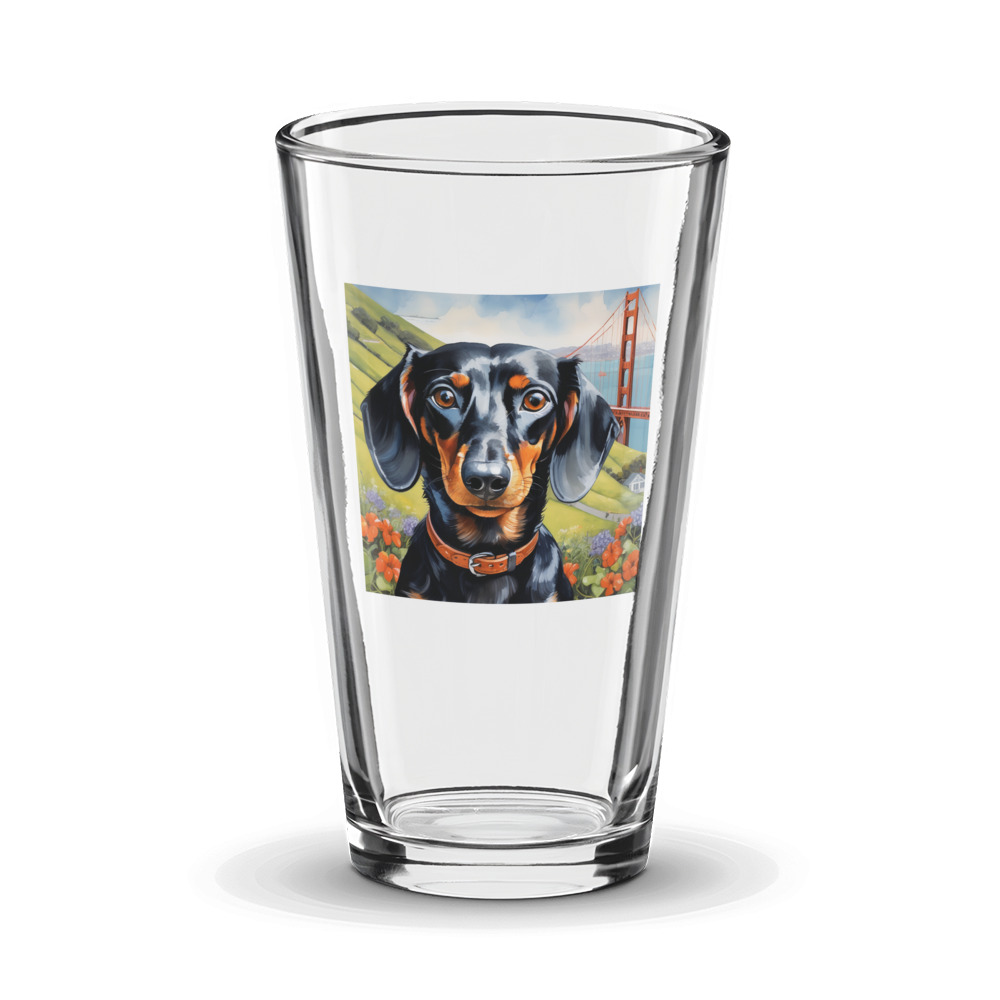 PugMug Custom Black Dachshund Glass Tumbler