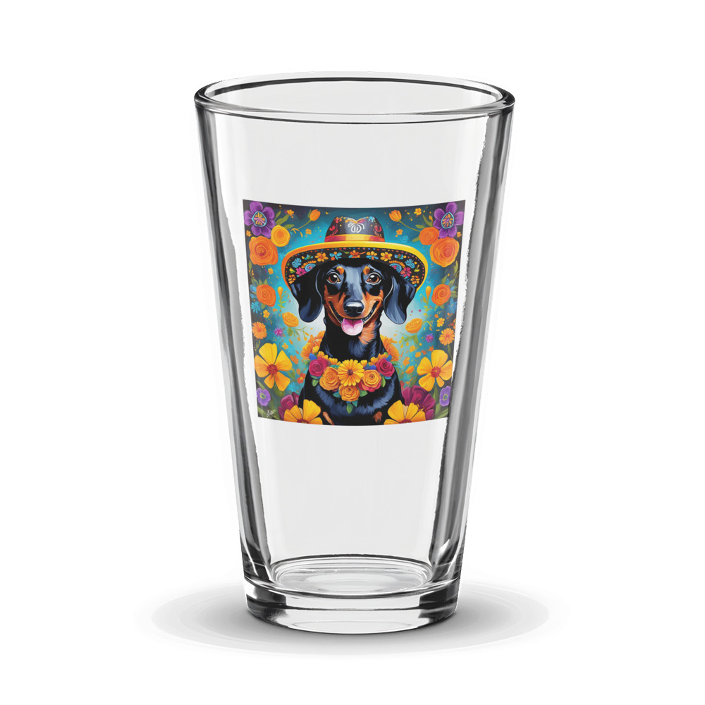PugMug Custom Black Dachshund Glass Tumbler