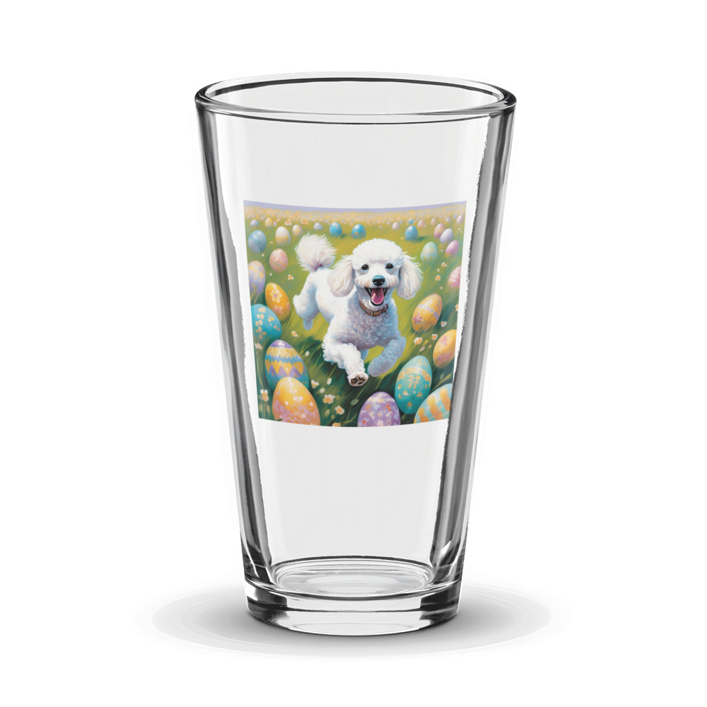 PugMug Custom White Poodle Glass Tumbler