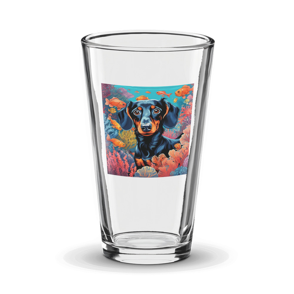 PugMug Custom Black Dachshund Glass Tumbler