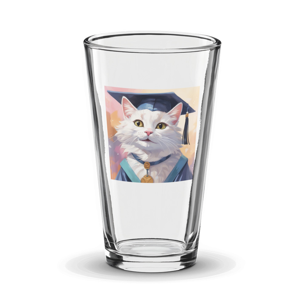 PugMug Custom White Companion Cat Glass Tumbler