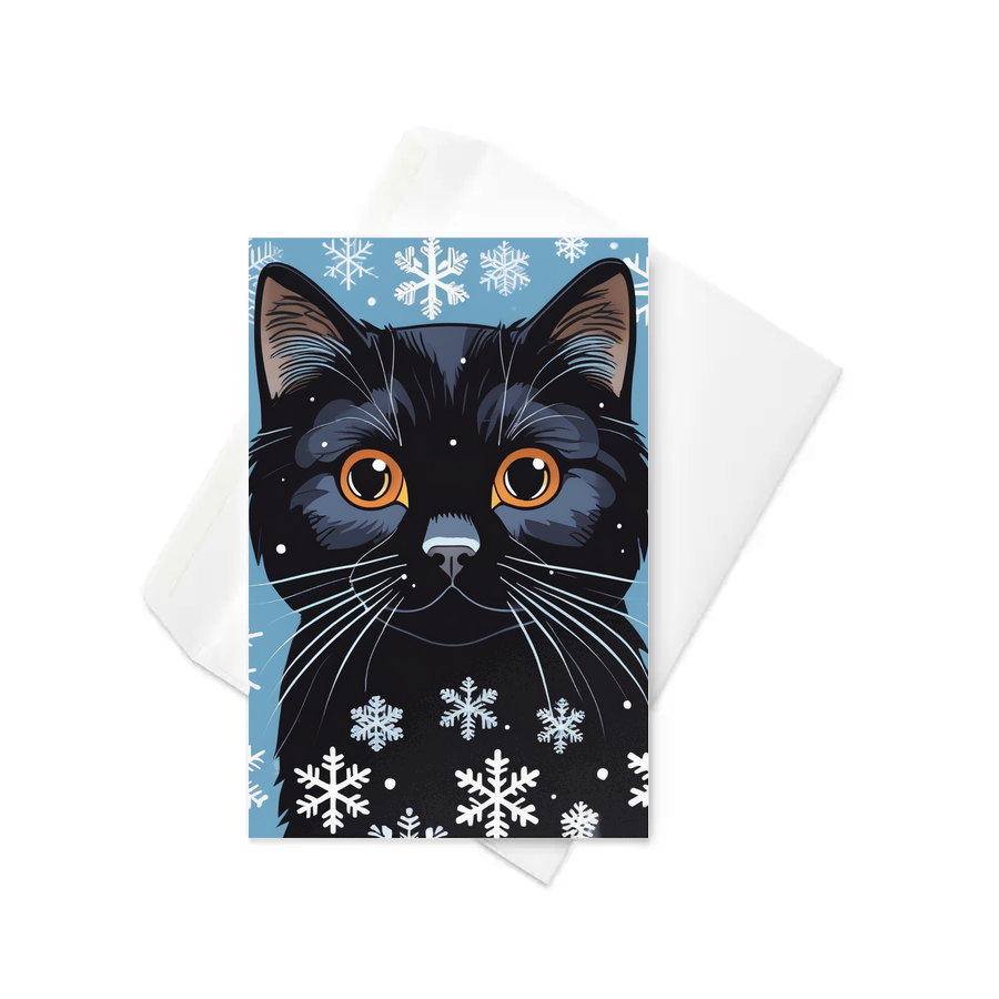 PugMug Custom Black Scottish Fold Cat Greeting Card