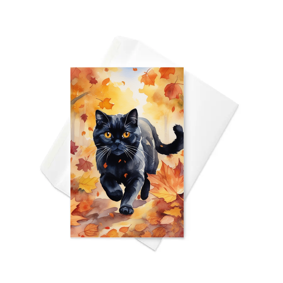 PugMug Custom Black Scottish Fold Cat Greeting Card