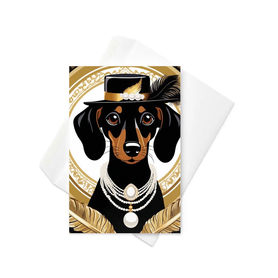 PugMug Custom Black Dachshund Greeting Card