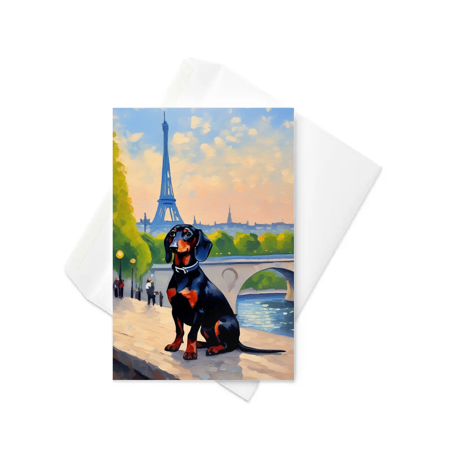 PugMug Custom Black Dachshund Greeting Card