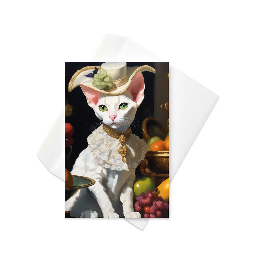 PugMug Custom White Devon Rex Cat Greeting Card