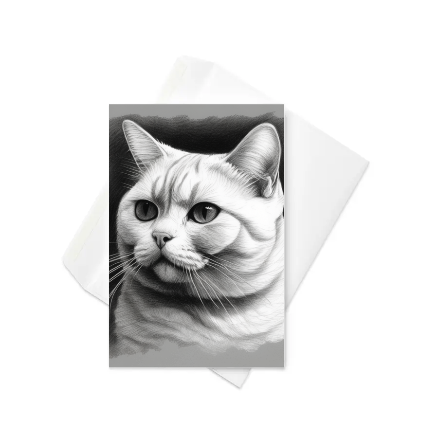 PugMug Custom White British Shorthair Cat Greeting Card
