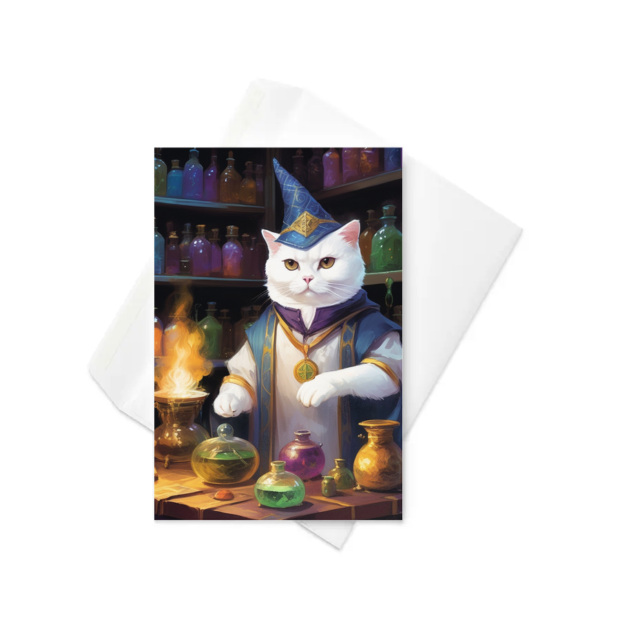 PugMug Custom White Scottish Fold Cat Greeting Card