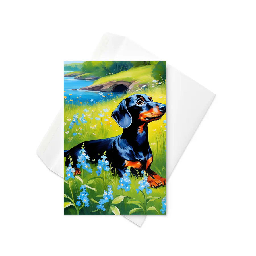 PugMug Custom Black Dachshund Greeting Card