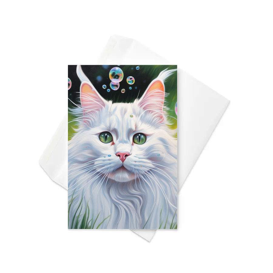 PugMug Custom White Maine Coon Cat Greeting Card