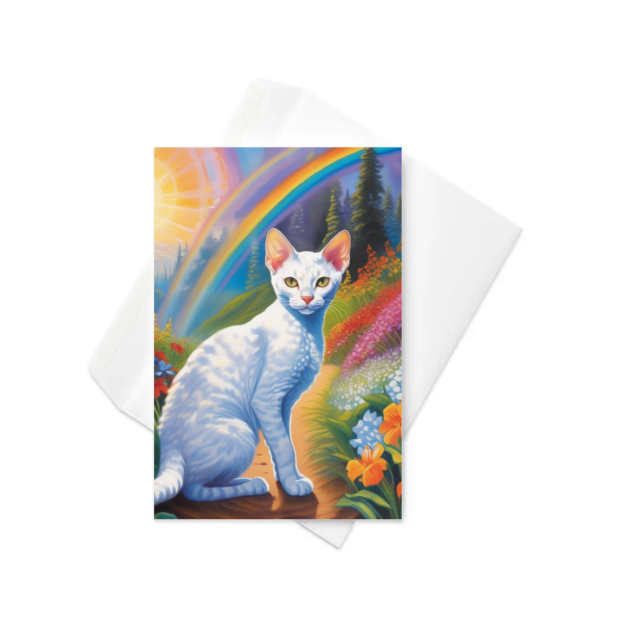 PugMug Custom White Devon Rex Cat Greeting Card