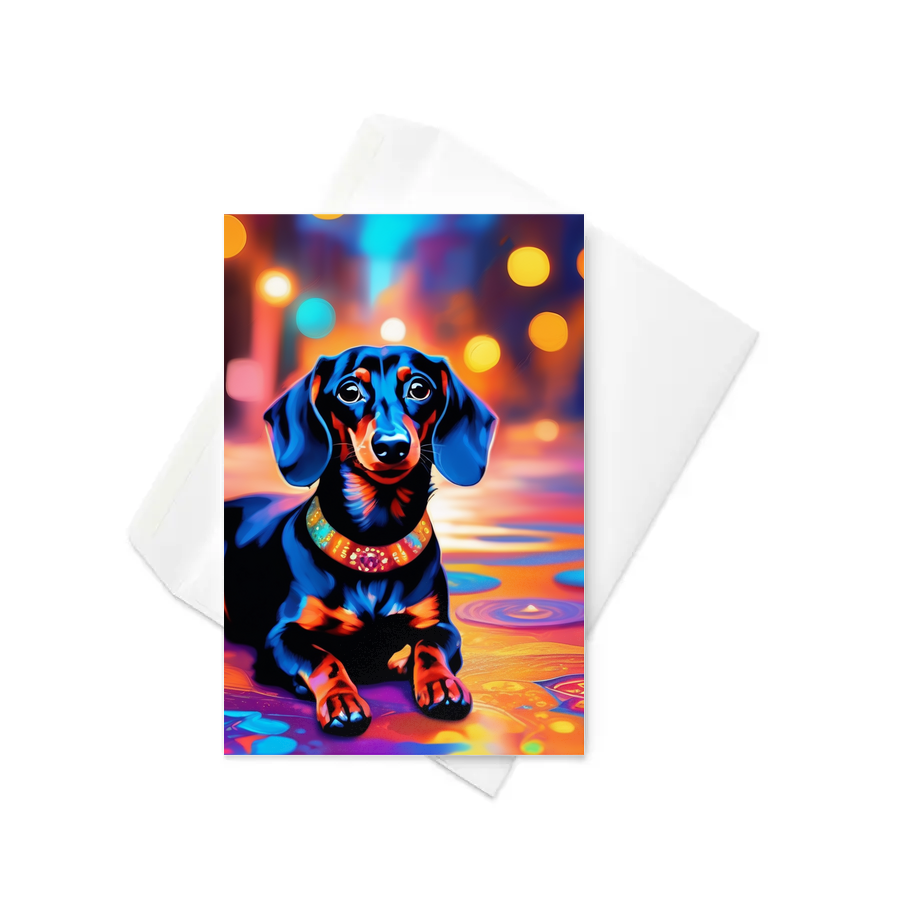 PugMug Custom Black Dachshund Greeting Card