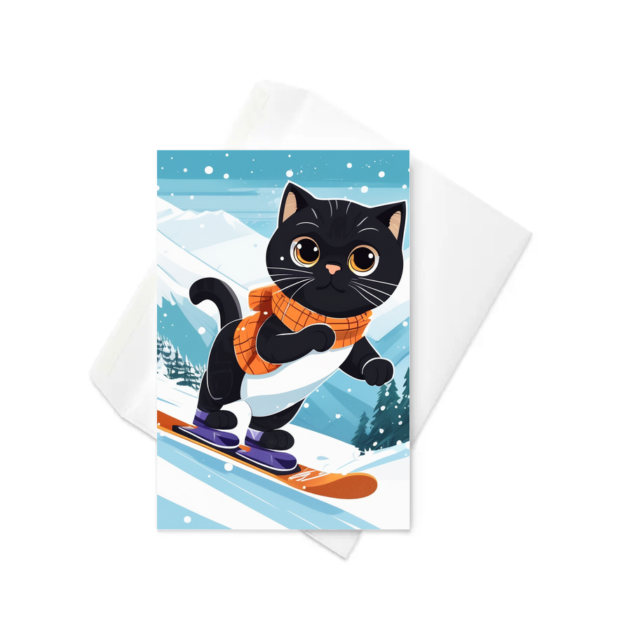 PugMug Custom Black Scottish Fold Cat Greeting Card