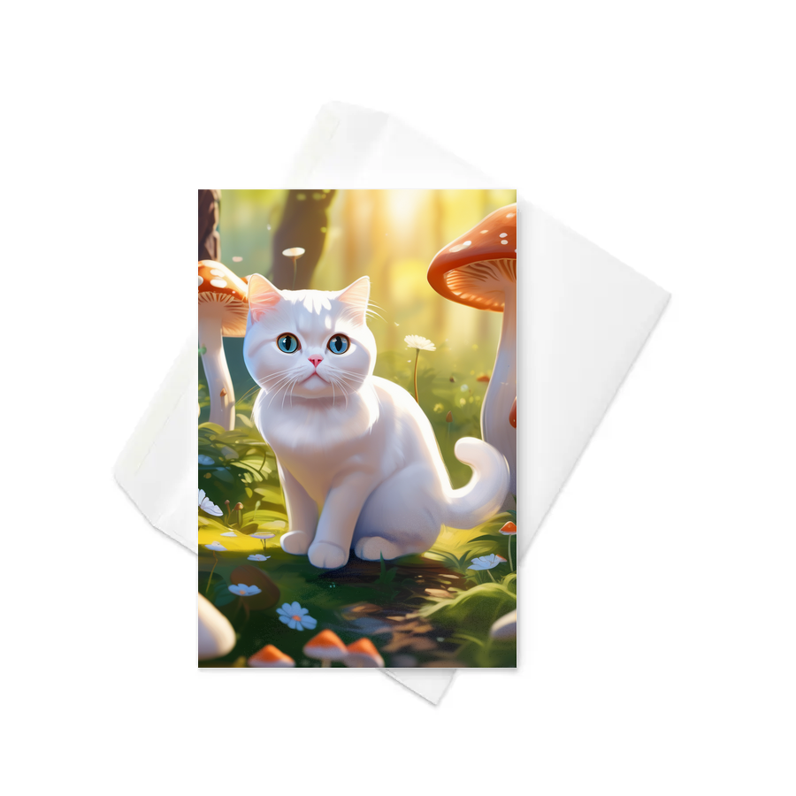 PugMug Custom White Scottish Fold Cat Greeting Card