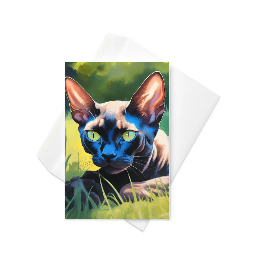 PugMug Custom Black Devon Rex Cat Greeting Card