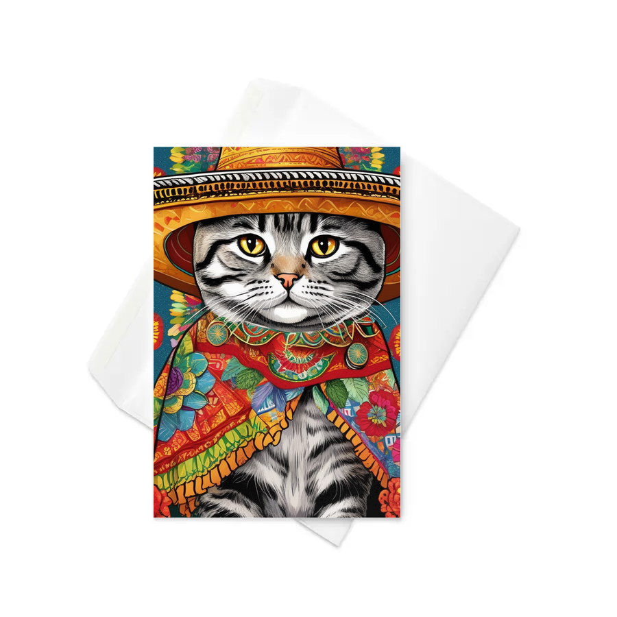 PugMug Custom Tabby Scottish Fold Cat Greeting Card