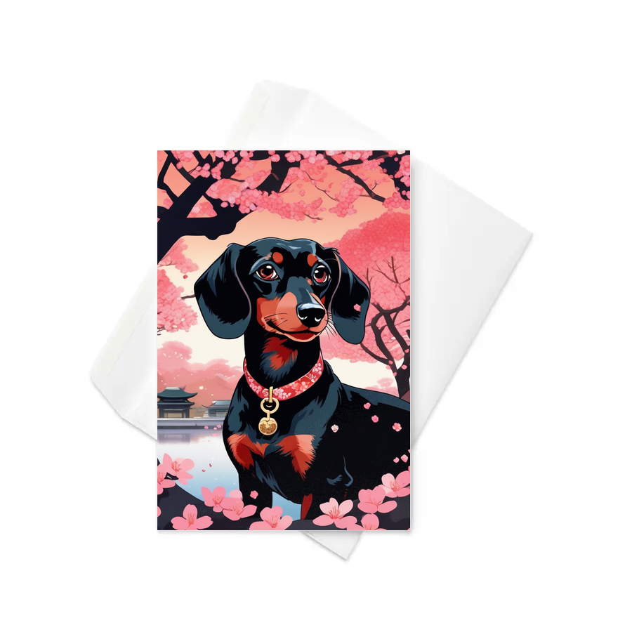 PugMug Custom Black Dachshund Greeting Card
