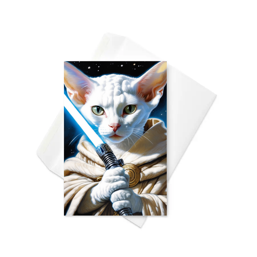 PugMug Custom White Devon Rex Cat Greeting Card
