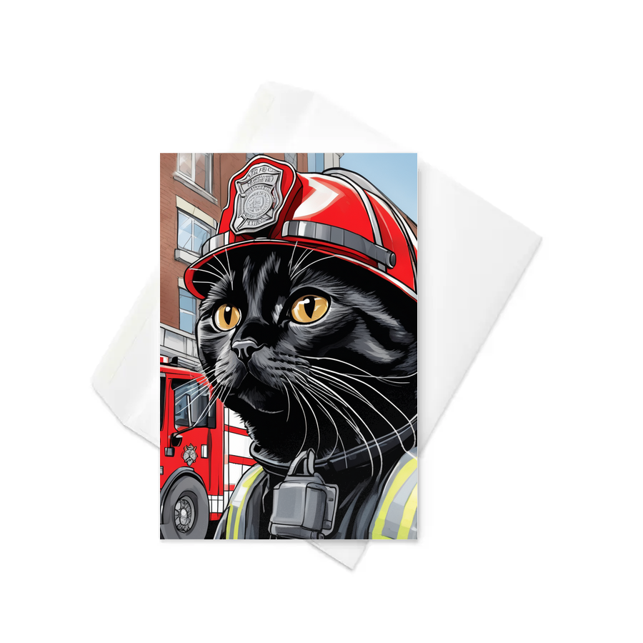 PugMug Custom Black Scottish Fold Cat Greeting Card