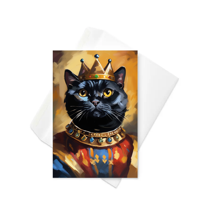 PugMug Custom Black Scottish Fold Cat Greeting Card