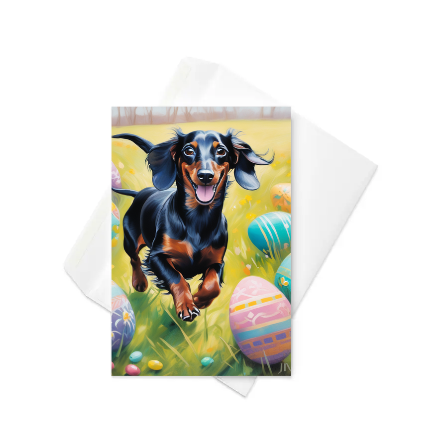 PugMug Custom Black Dachshund Greeting Card