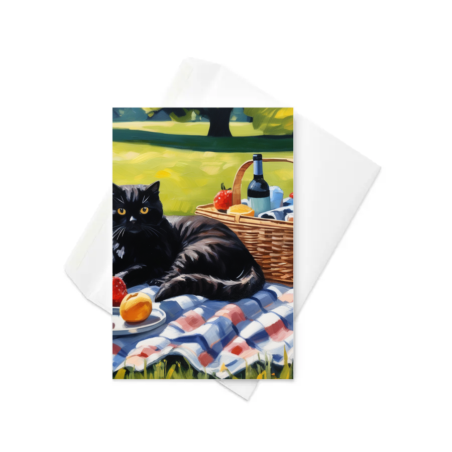 PugMug Custom Black Scottish Fold Cat Greeting Card