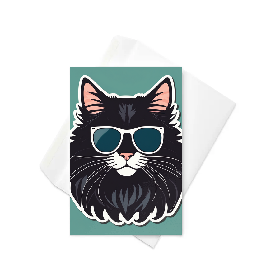 PugMug Custom Black Maine Coon Cat Greeting Card