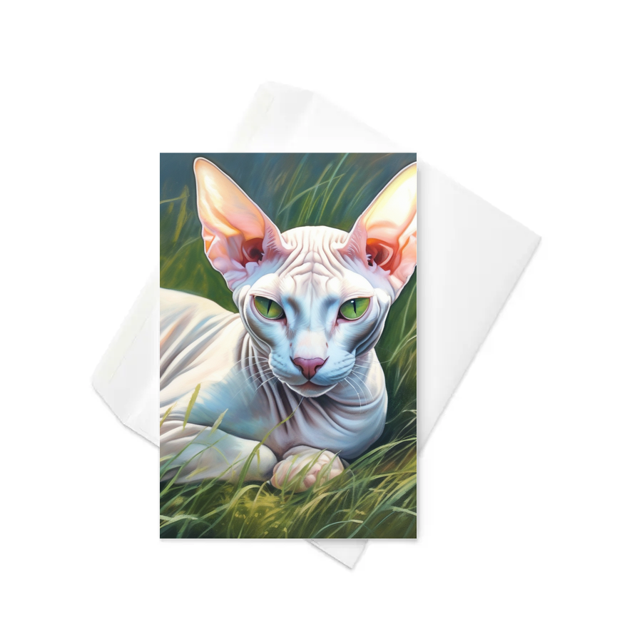 PugMug Custom White Sphynx Cat Greeting Card