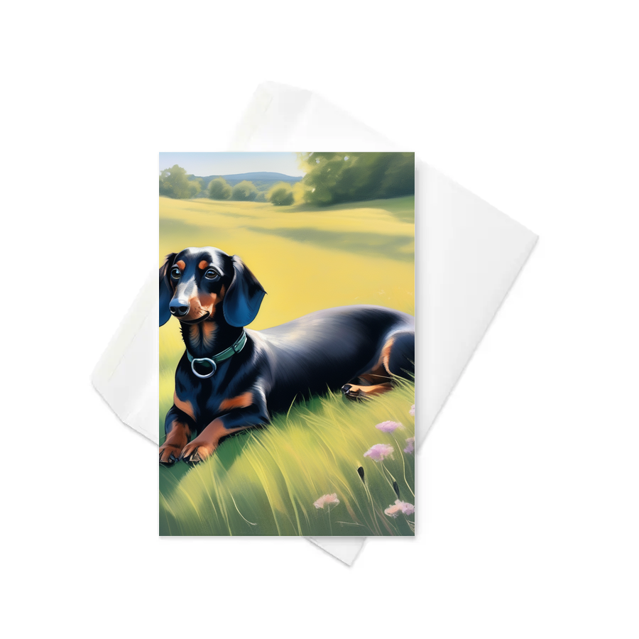 PugMug Custom Black Dachshund Greeting Card
