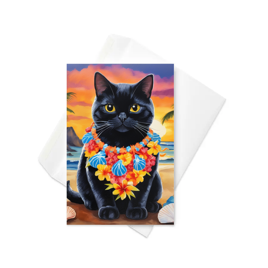 PugMug Custom Black British Shorthair Cat Greeting Card