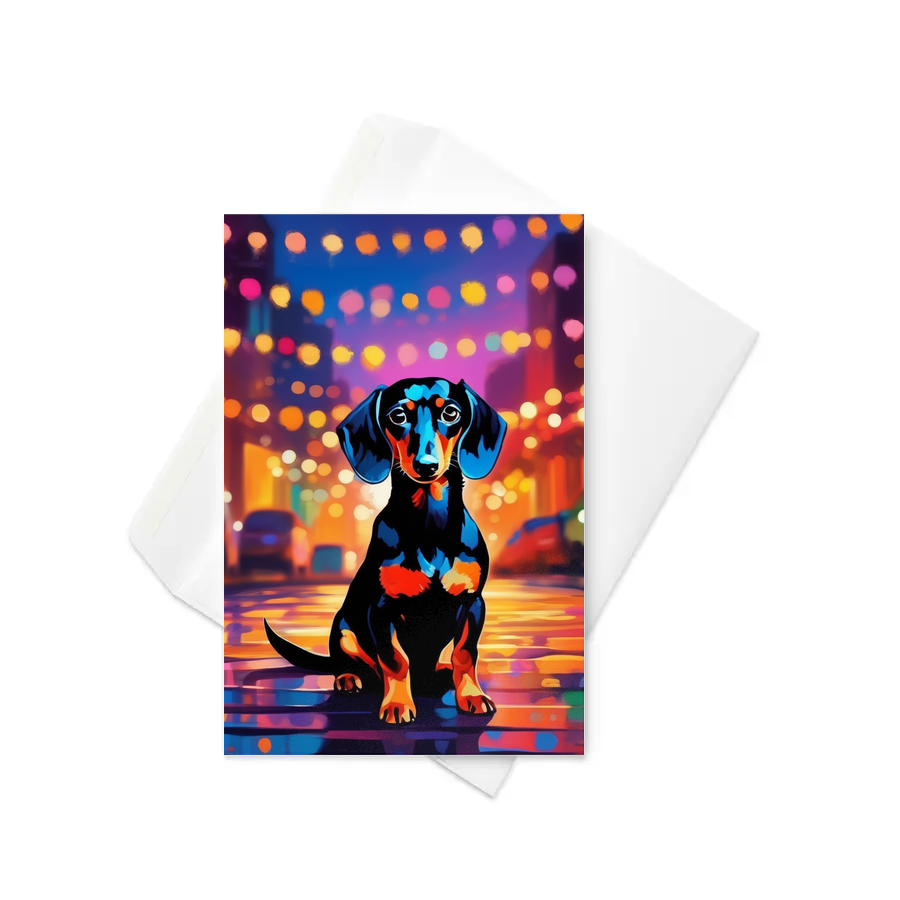 PugMug Custom Black Dachshund Greeting Card