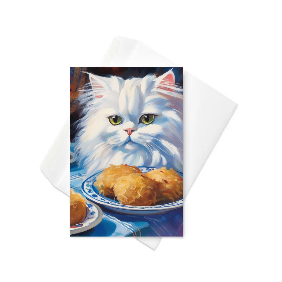 PugMug Custom White Persian Cat Greeting Card
