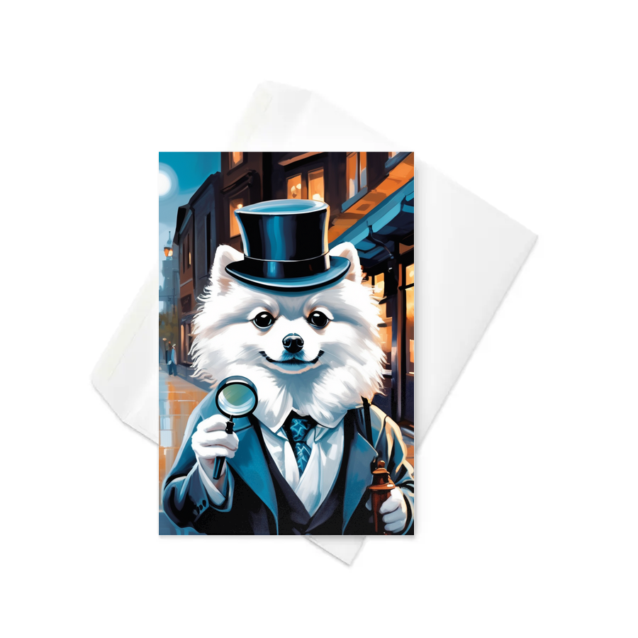 PugMug Custom White Pomeranian Greeting Card