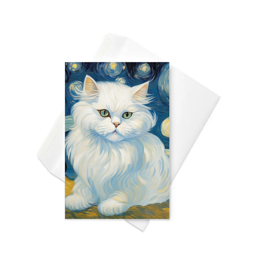 PugMug Custom White Persian Cat Greeting Card
