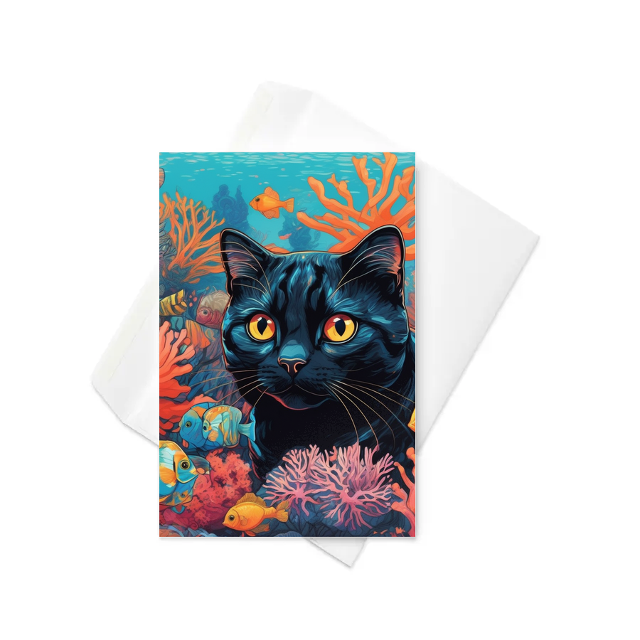 PugMug Custom Black Scottish Fold Cat Greeting Card