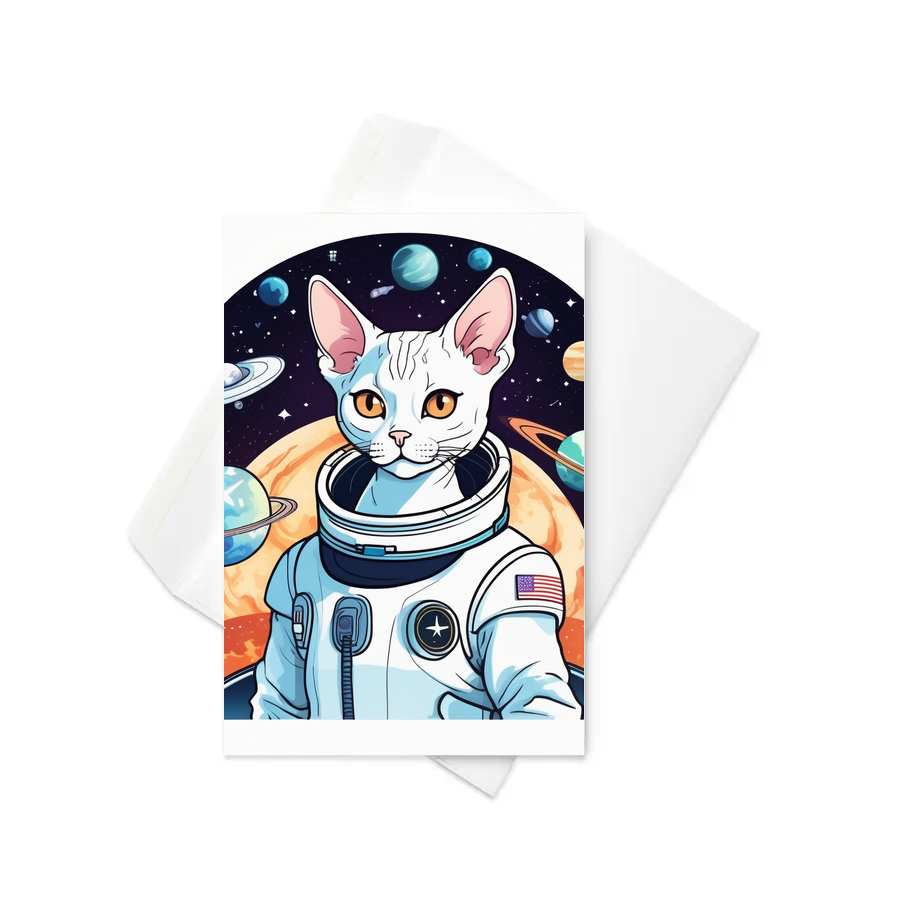 PugMug Custom White Devon Rex Cat Greeting Card
