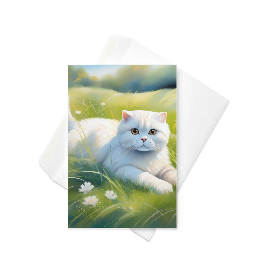 PugMug Custom White Scottish Fold Cat Greeting Card