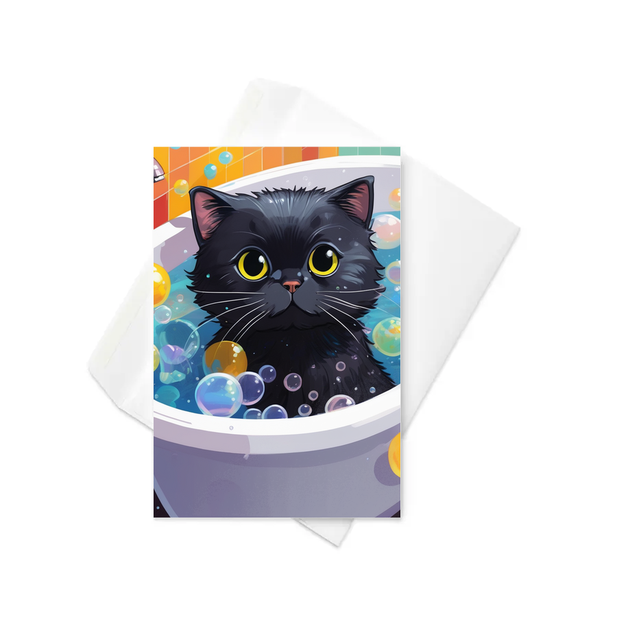 PugMug Custom Black Scottish Fold Cat Greeting Card