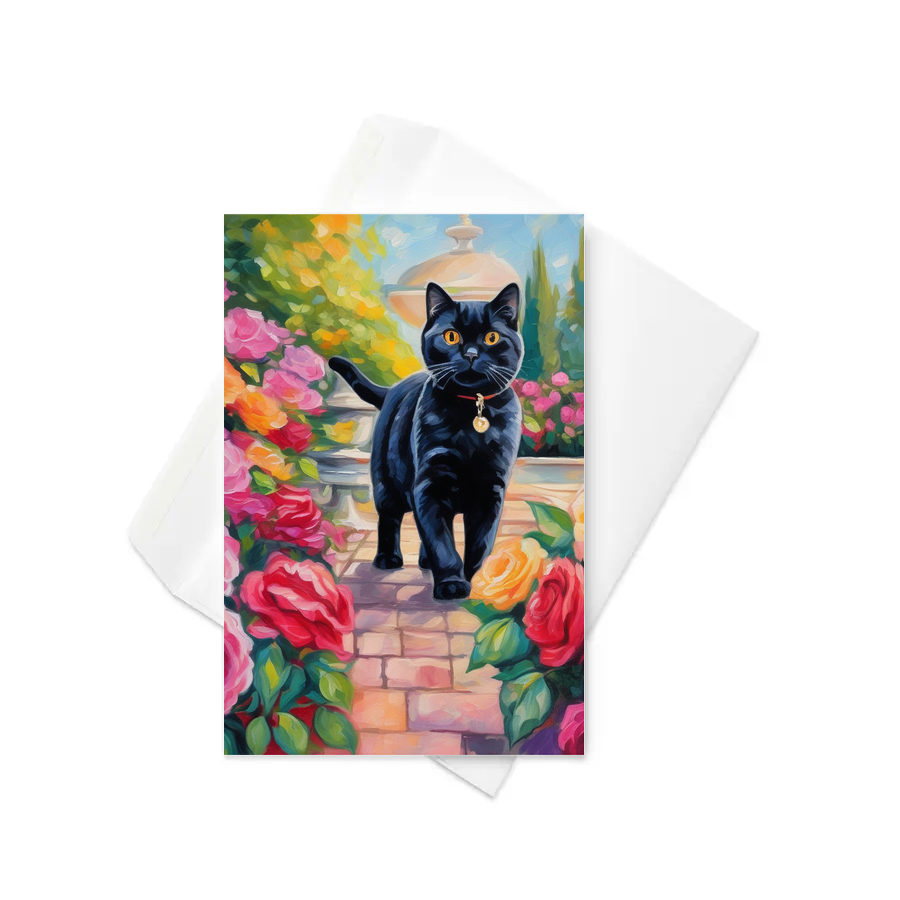 PugMug Custom Black Scottish Fold Cat Greeting Card