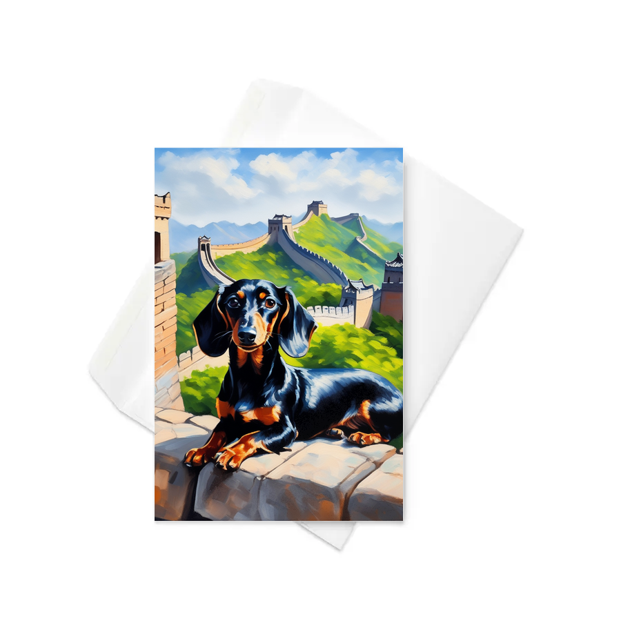PugMug Custom Black Dachshund Greeting Card