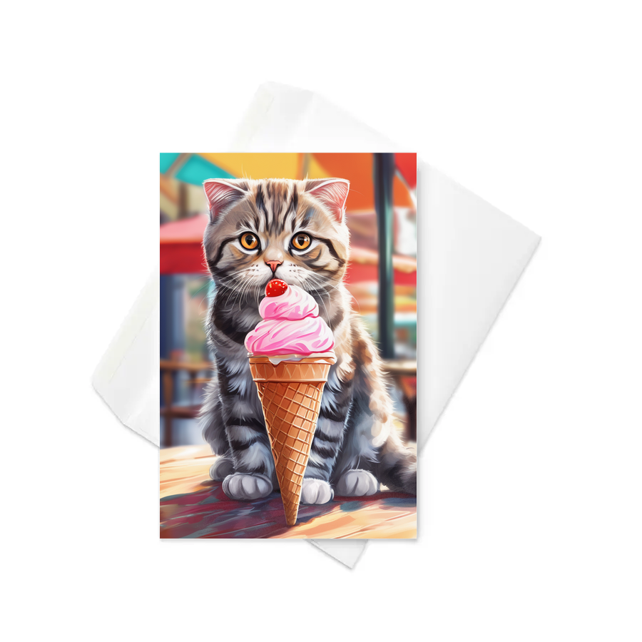 PugMug Custom Tabby Scottish Fold Cat Greeting Card